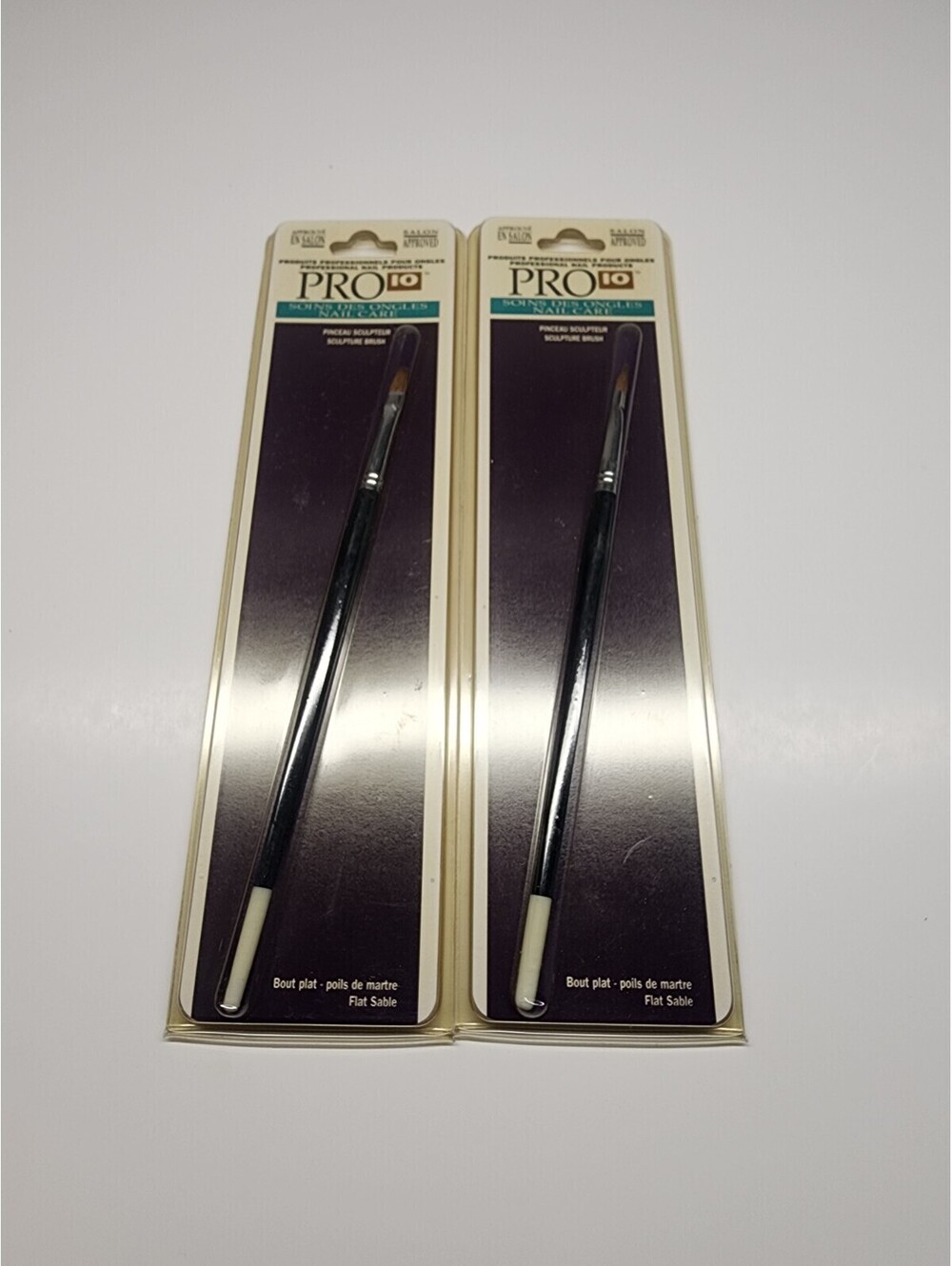 (2) Pro 10 Professional Nail Brush Flat Sculpture Brush